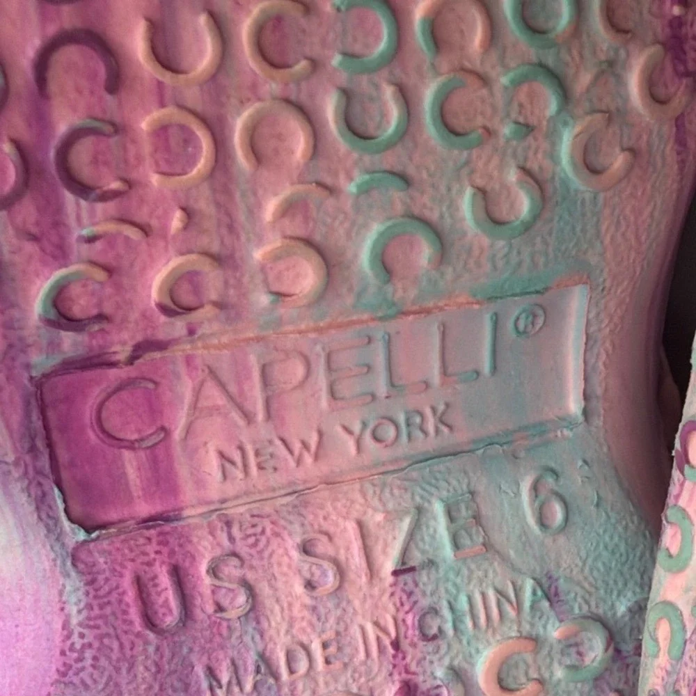 Capelli New York Girls Pink Purple Teal Marbled Slip On Clog Shoes Size 6